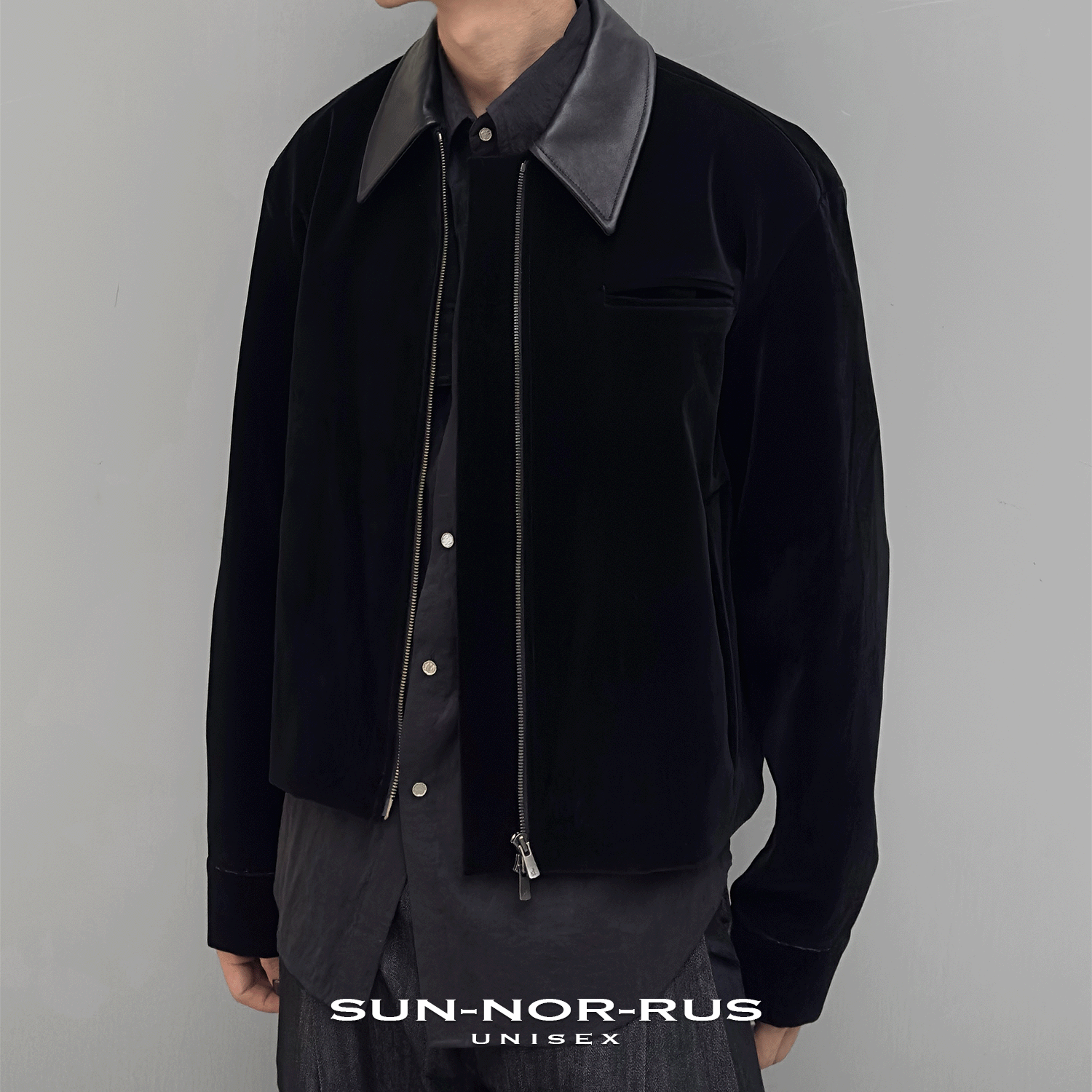 Short-length Jacket with Lambskin Collar