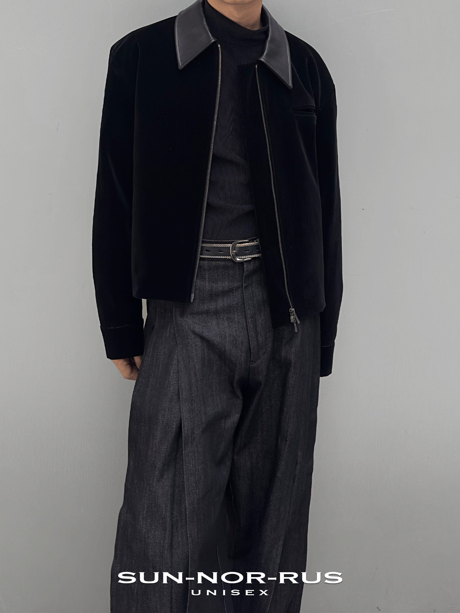 Short-length Jacket with Lambskin Collar