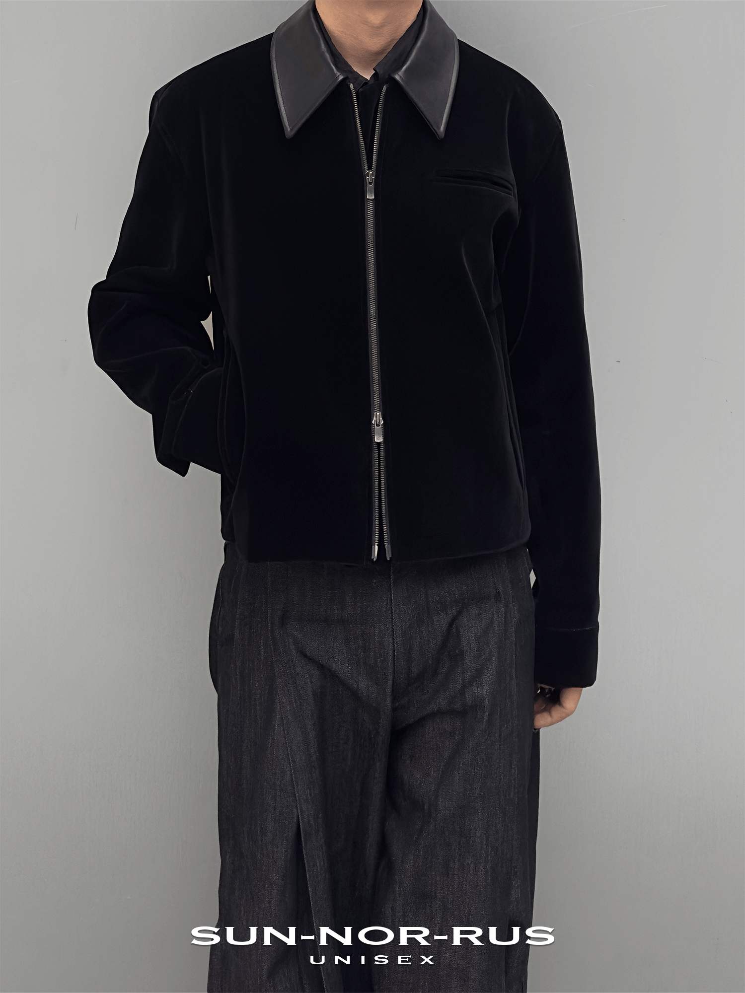 Short-length Jacket with Lambskin Collar