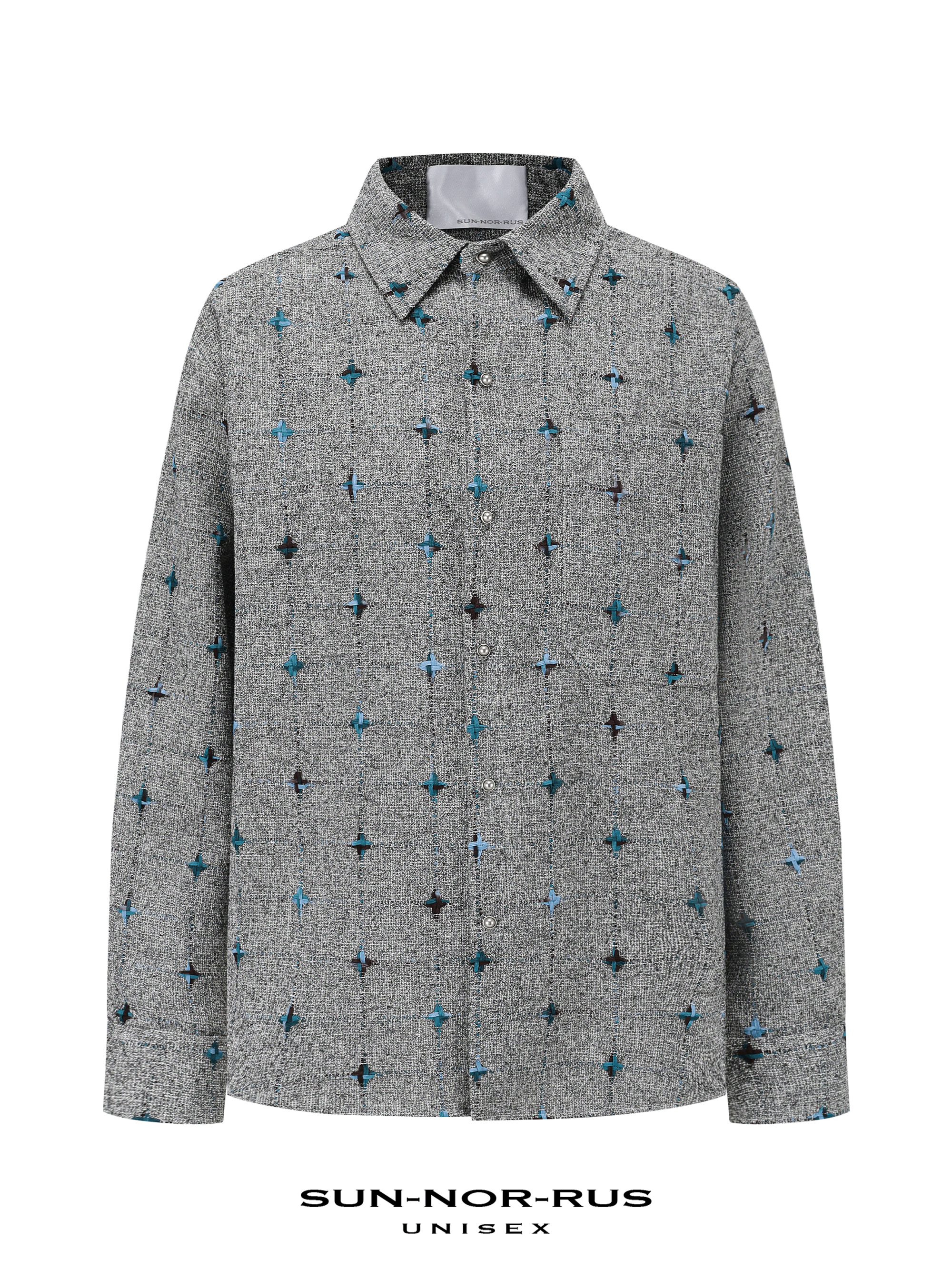 「Starry Night」Grey Cross Jacquard Shirt