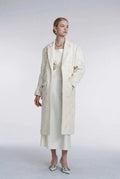 White embroidered wool coat