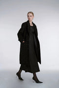 Black embroidered wool coat